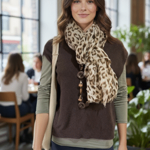 Scarf- Brown and Gold Leopard Print